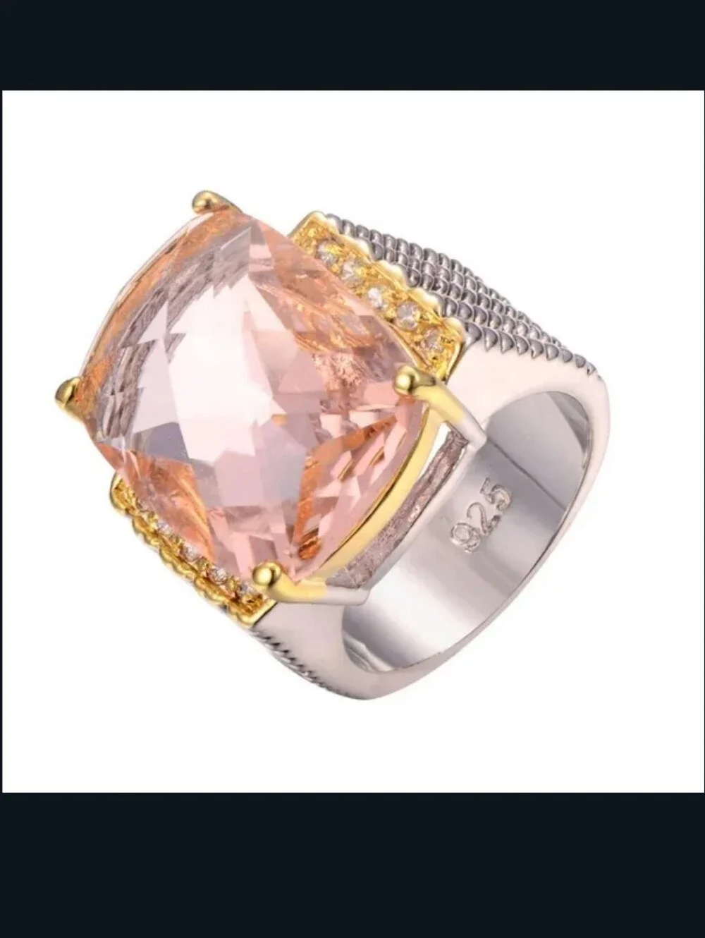 New 8ct Huge Champagne Morganite Band Ring